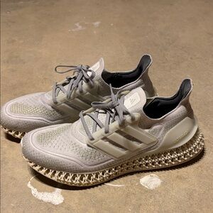 adidas Ultraboost 4D Primeknit Sneakers - Light Gray and Cream Glow in the Dark